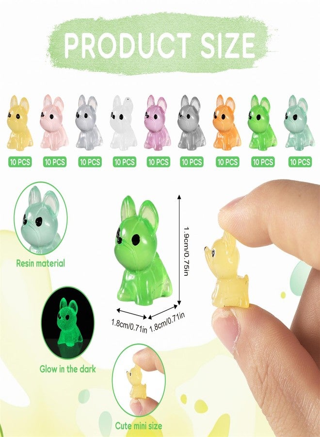 XIHIRCD 90 قطعة من تماثيل الكلاب الصغيرة المضيئة المصنوعة من الراتنج، تماثيل كلاب مصغرة لطيفة لإخفاء تماثيل الكلاب الصغيرة المصنوعة من الراتنج، تتوهج في الظلام، حيوانات صغيرة من الراتنج للأعمال اليدوية وتزيين الكيك والمناظر الطبيعية - Image 2